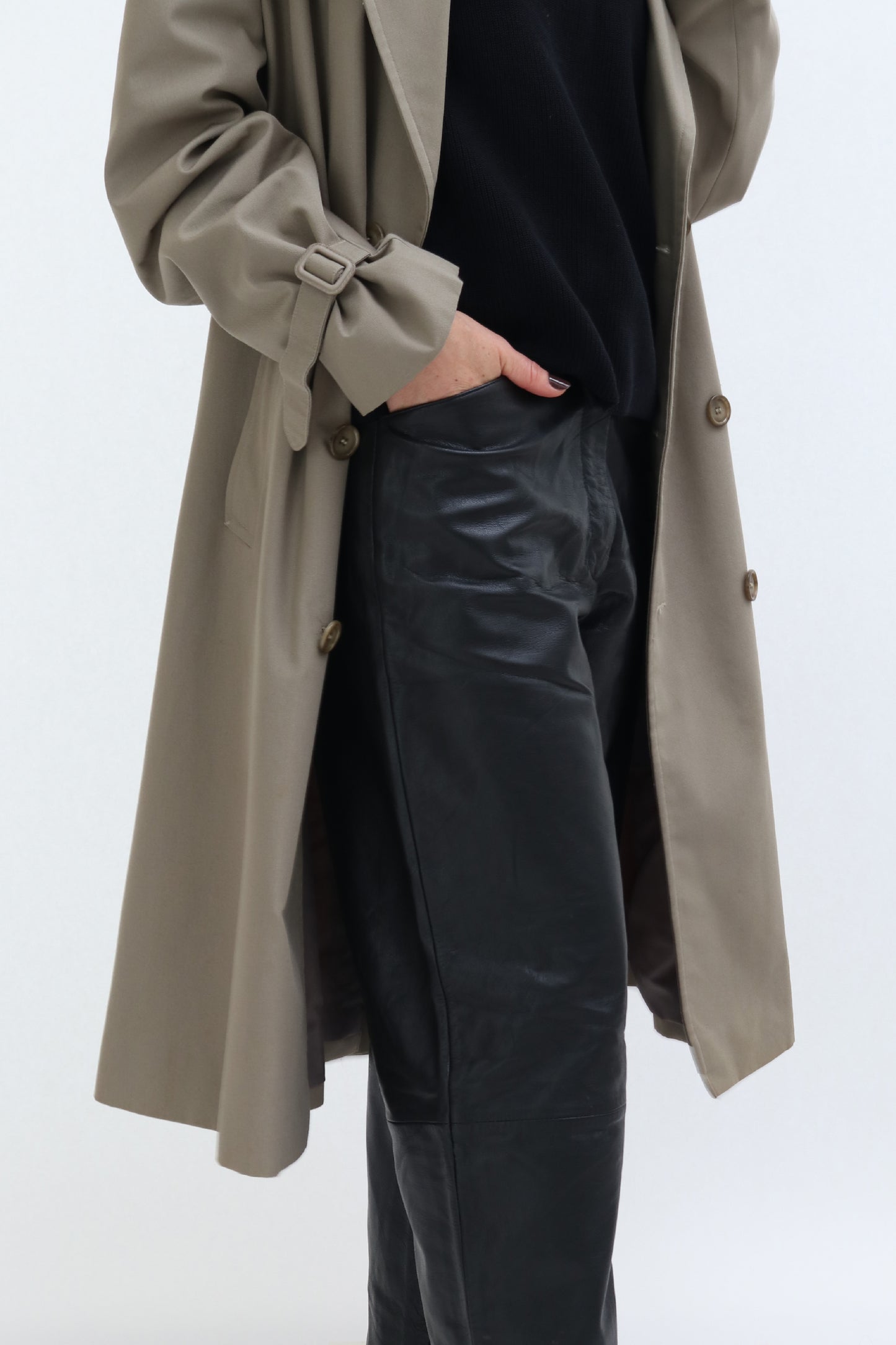 VINTAGE LEATHER TAPERED TROUSERS