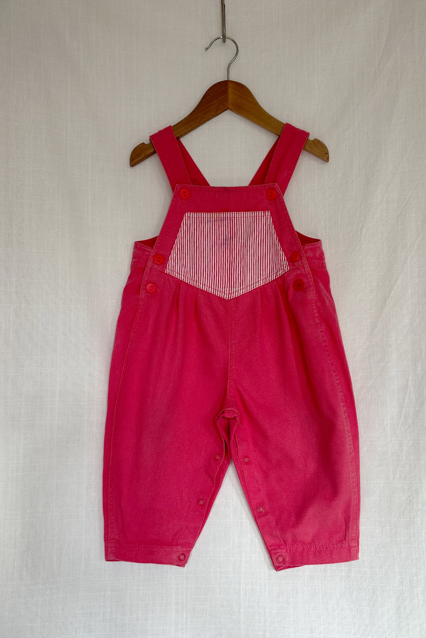 MINI: 90S VINTAGE PINK BUBBLE LEG DUNGAREES WITH HICKORY PATCH