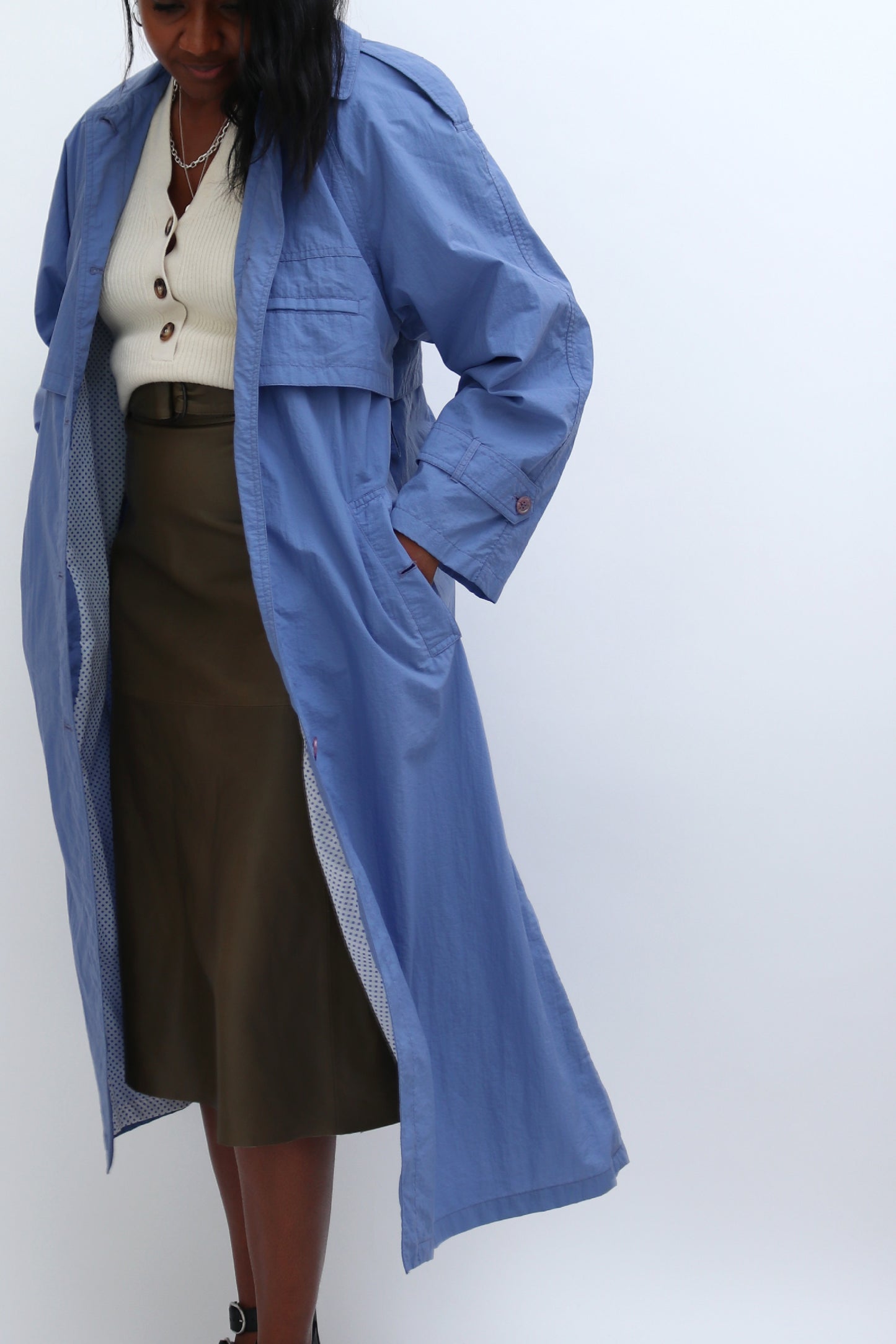 VINTAGE SKY BLUE TRENCH COAT