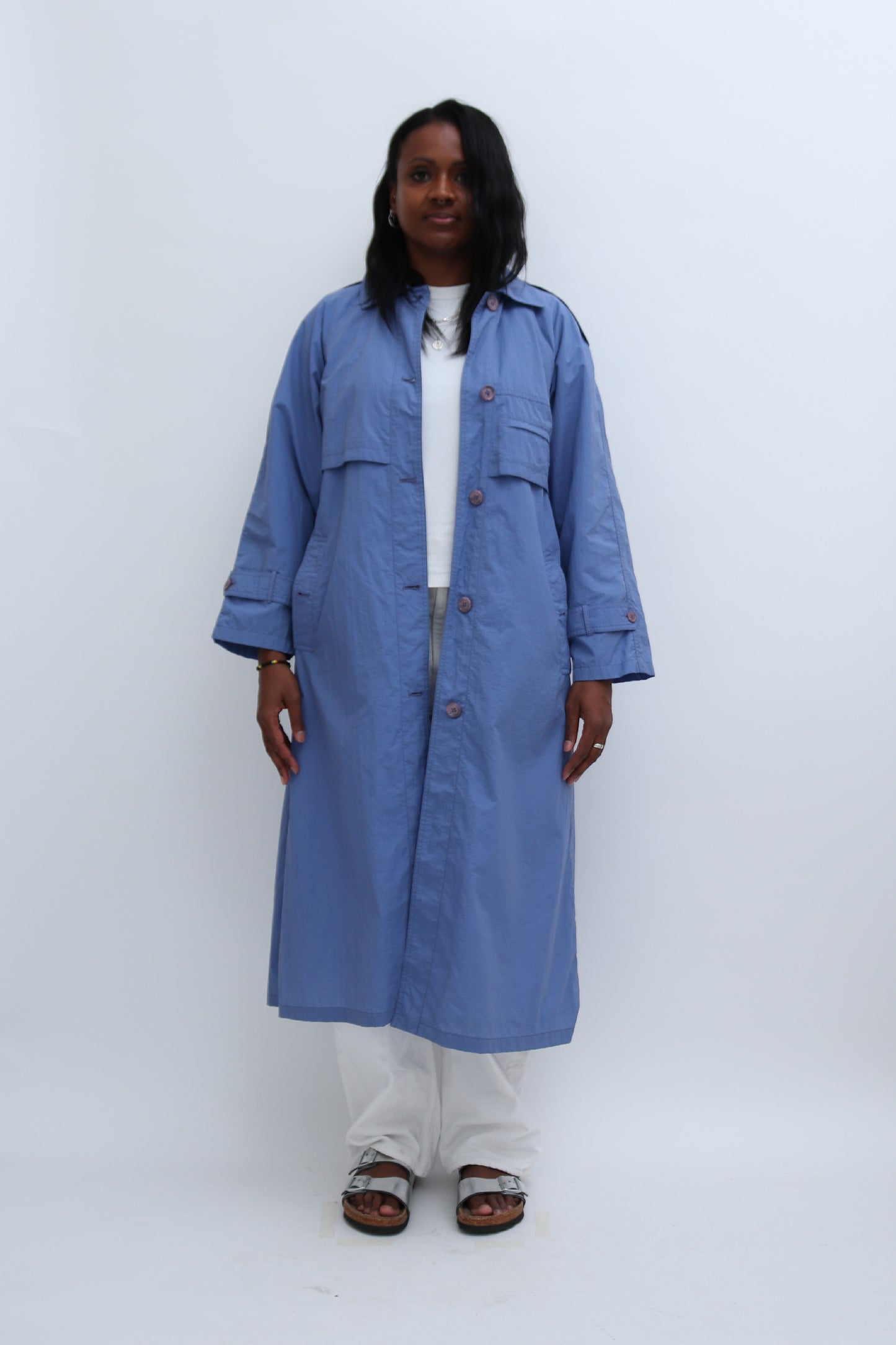 VINTAGE SKY BLUE TRENCH COAT