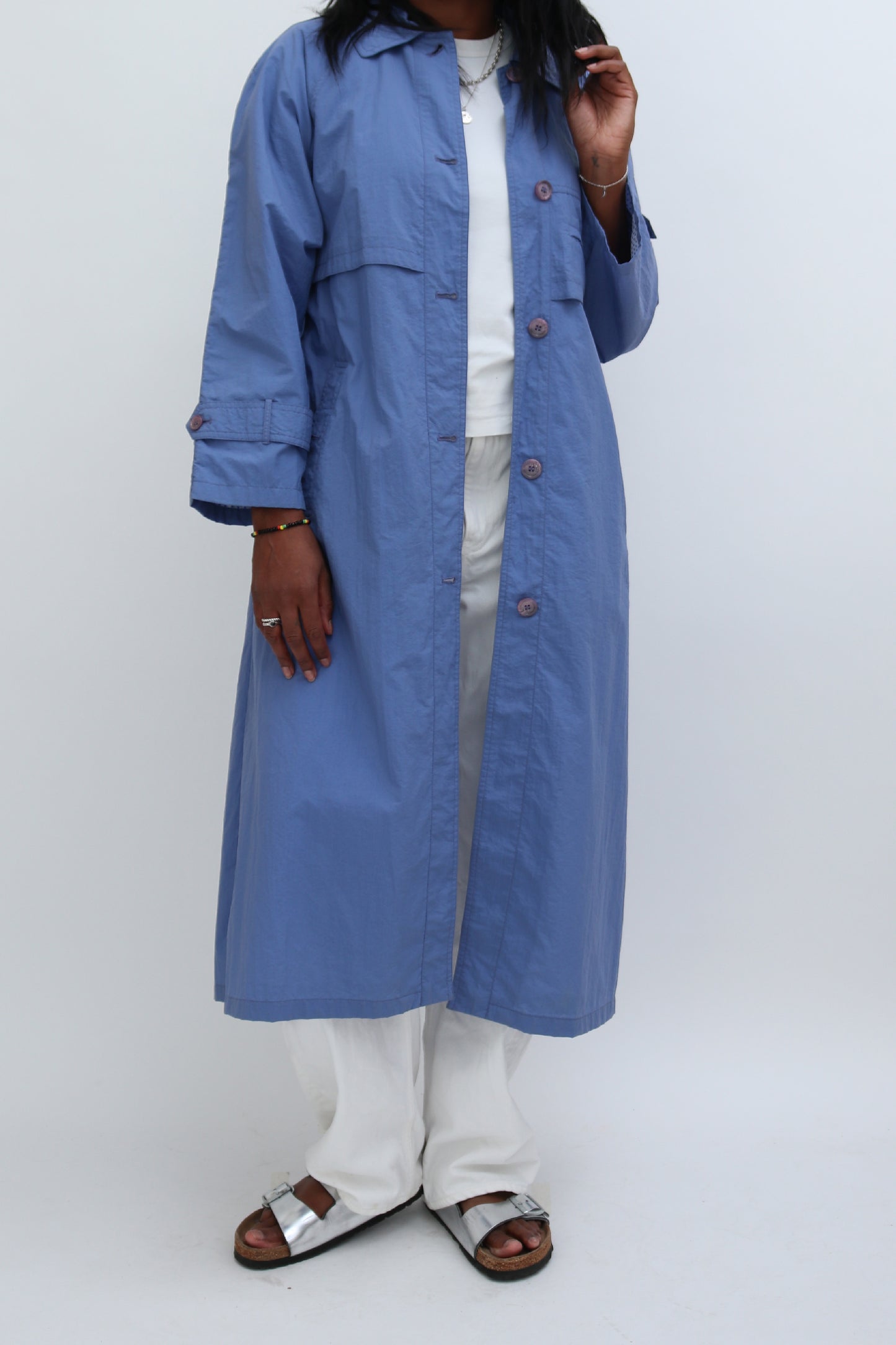 VINTAGE SKY BLUE TRENCH COAT
