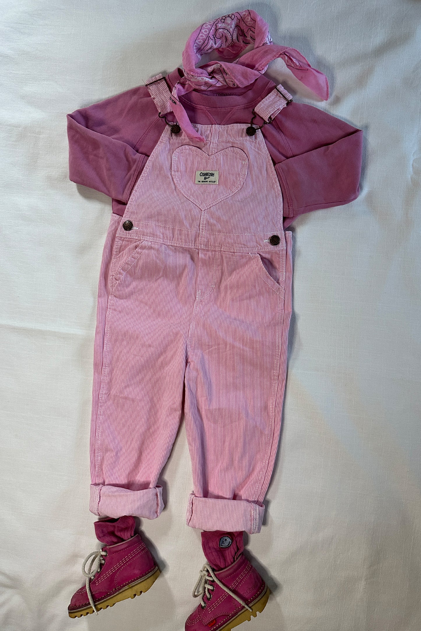 MINI: OSHKOSH B'GOSH PINK HICKORY STRIPE DUNGAREE