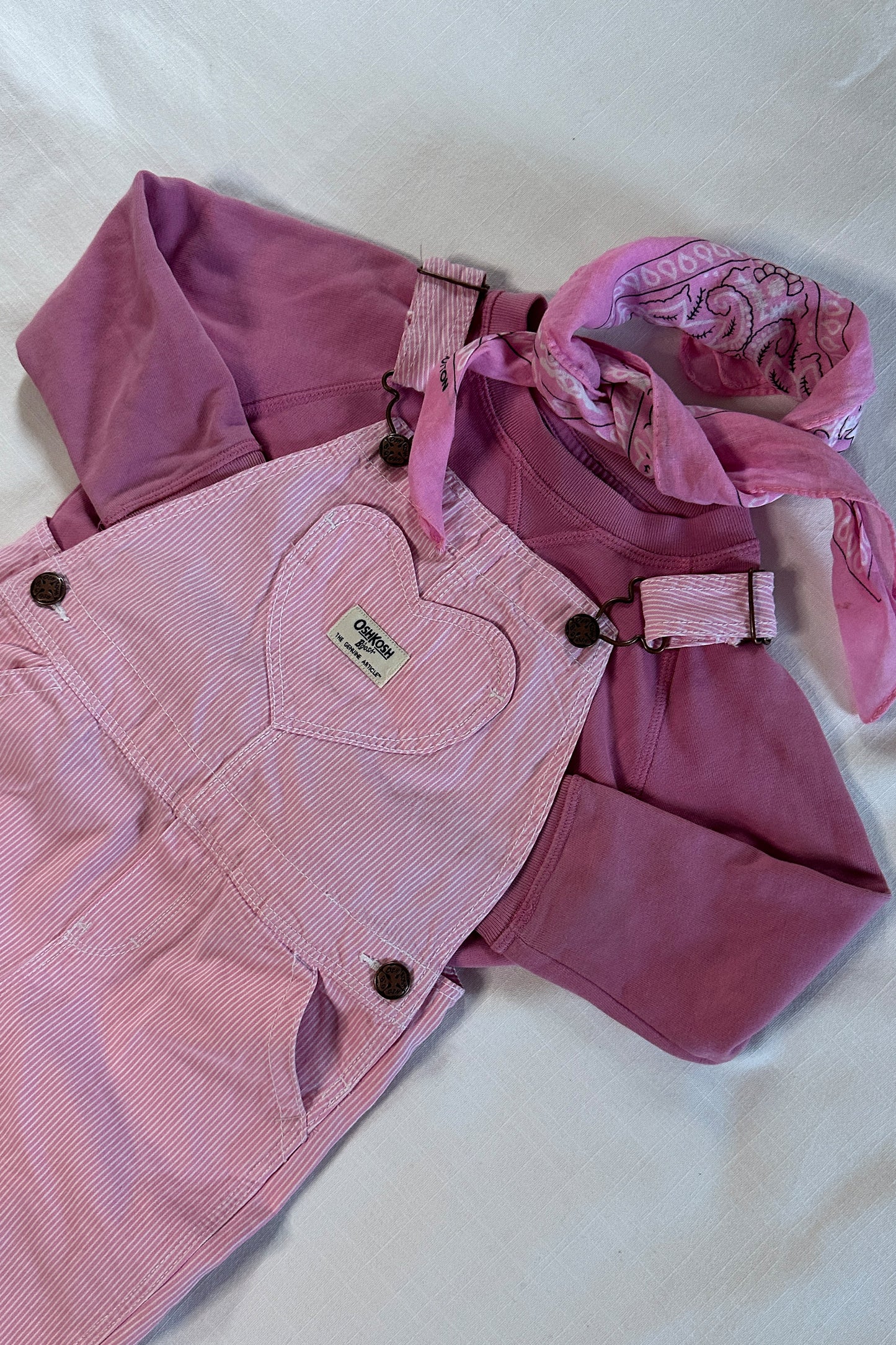 MINI: OSHKOSH B'GOSH PINK HICKORY STRIPE DUNGAREE