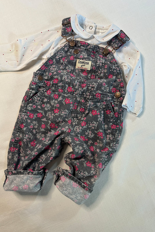 MINI: OSHKOSH B'GOSH FLORAL CORD DUNGAREE