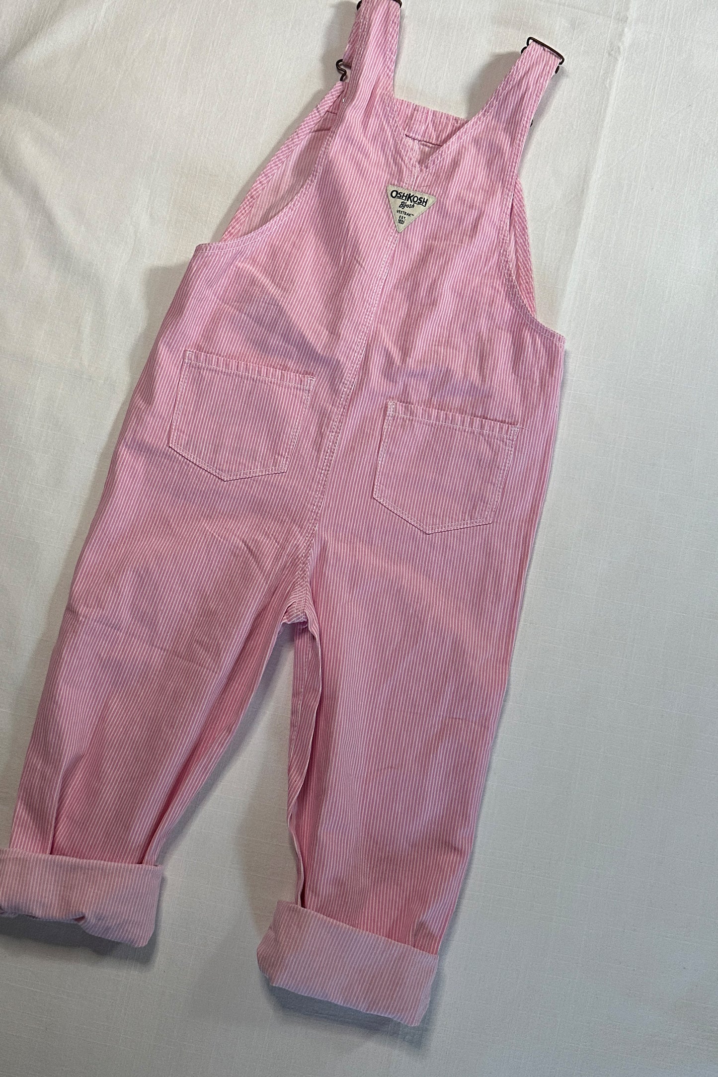 MINI: OSHKOSH B'GOSH PINK HICKORY STRIPE DUNGAREE