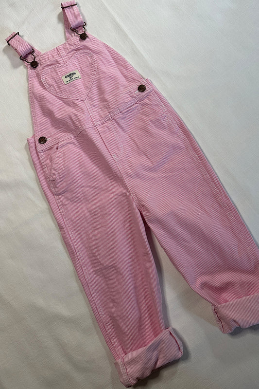 MINI: OSHKOSH B'GOSH PINK HICKORY STRIPE DUNGAREE