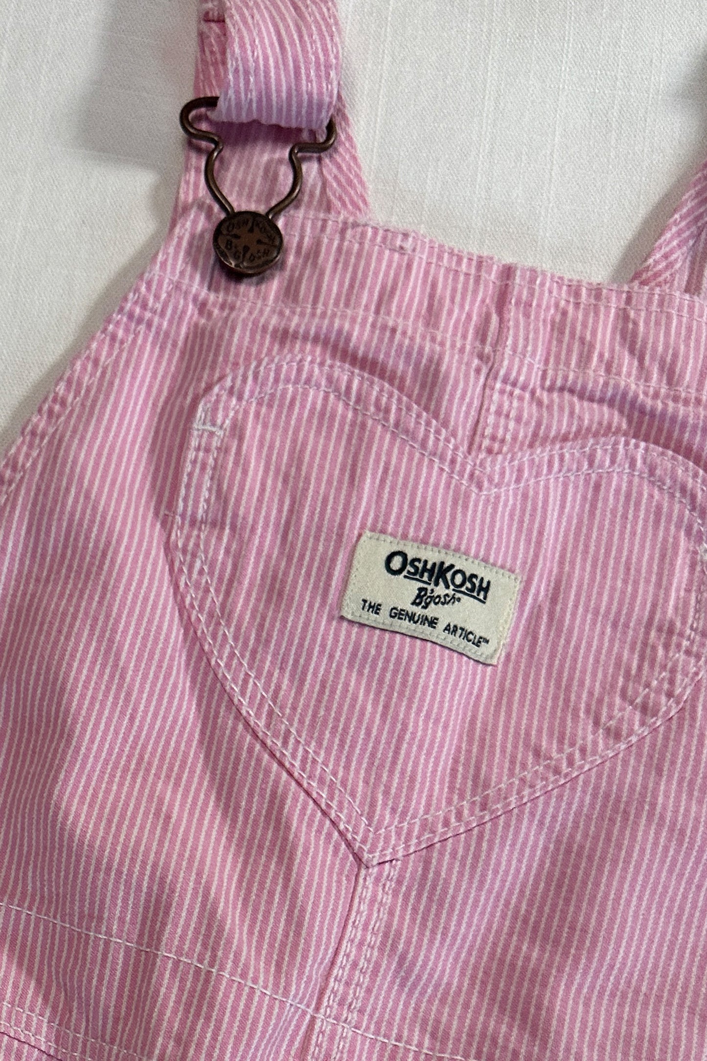 MINI: OSHKOSH B'GOSH PINK HICKORY STRIPE DUNGAREE