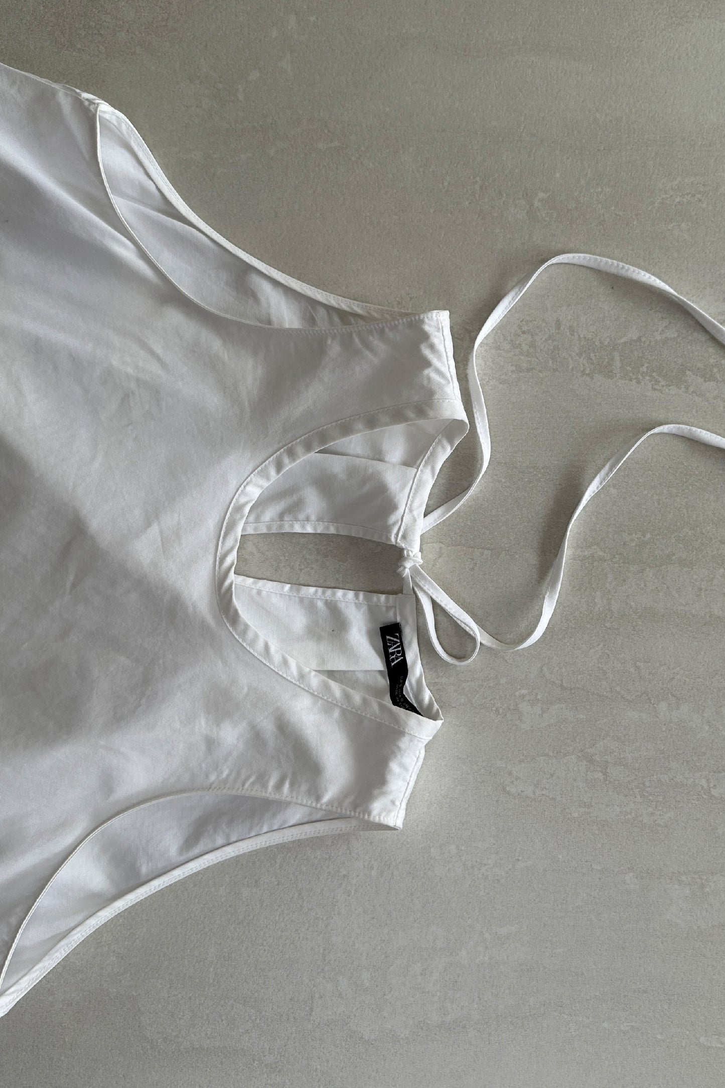 A-LINE TIE-BACK WHITE MIDI DRESS