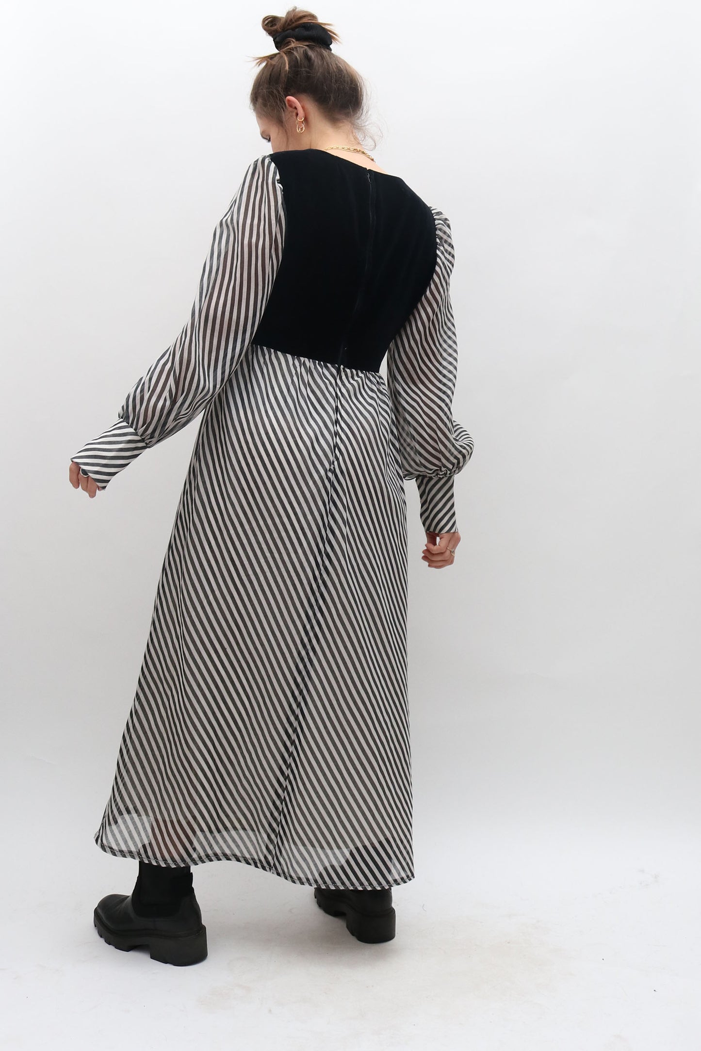Vintage Velvet and Puff Sleeve Maxi Dress