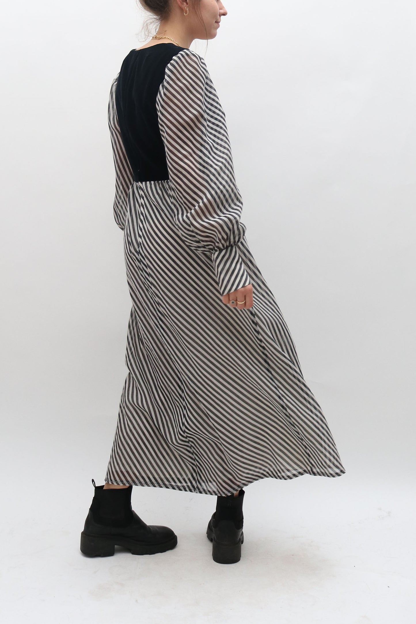 Vintage Velvet and Puff Sleeve Maxi Dress