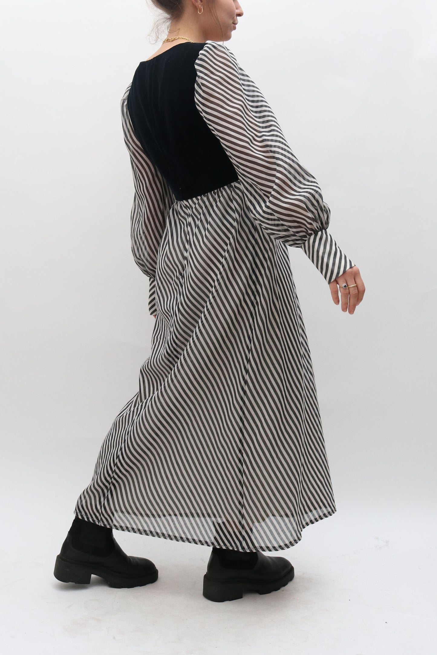 Vintage Velvet and Puff Sleeve Maxi Dress