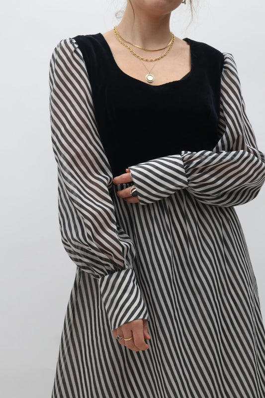 Vintage Velvet and Puff Sleeve Maxi Dress