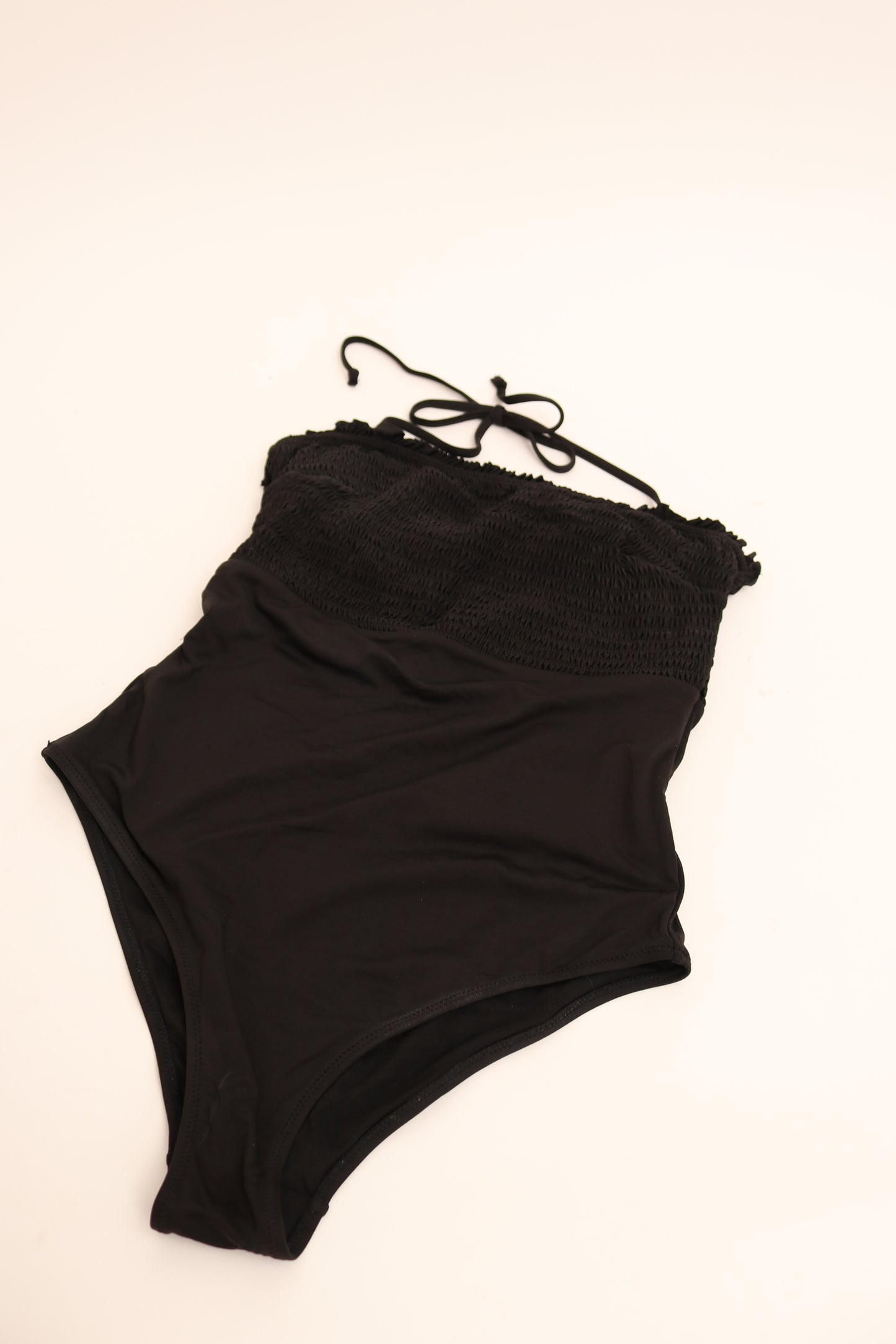 Black Smocked Swimsuit