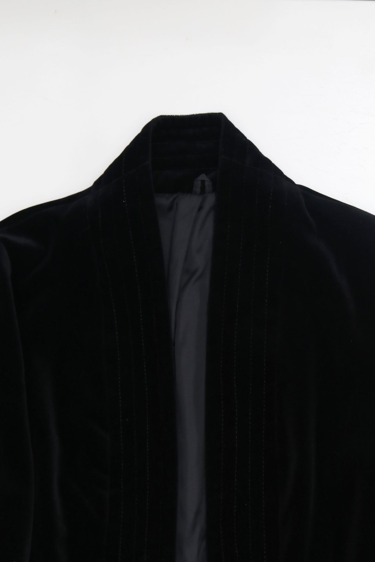 Vintage Topstitched Velvet Open Blazer