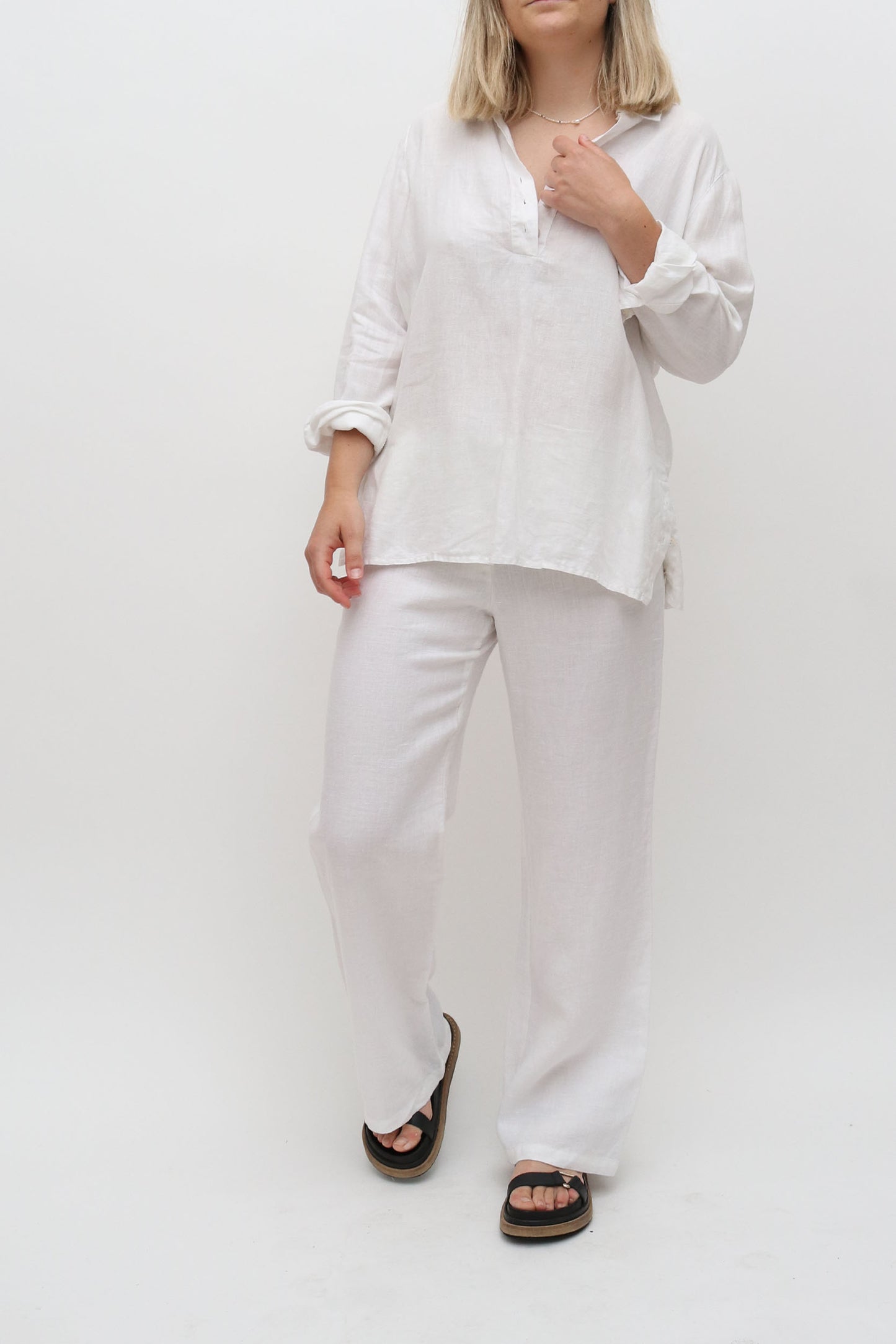 Vintage Linen Button Detail Blouse