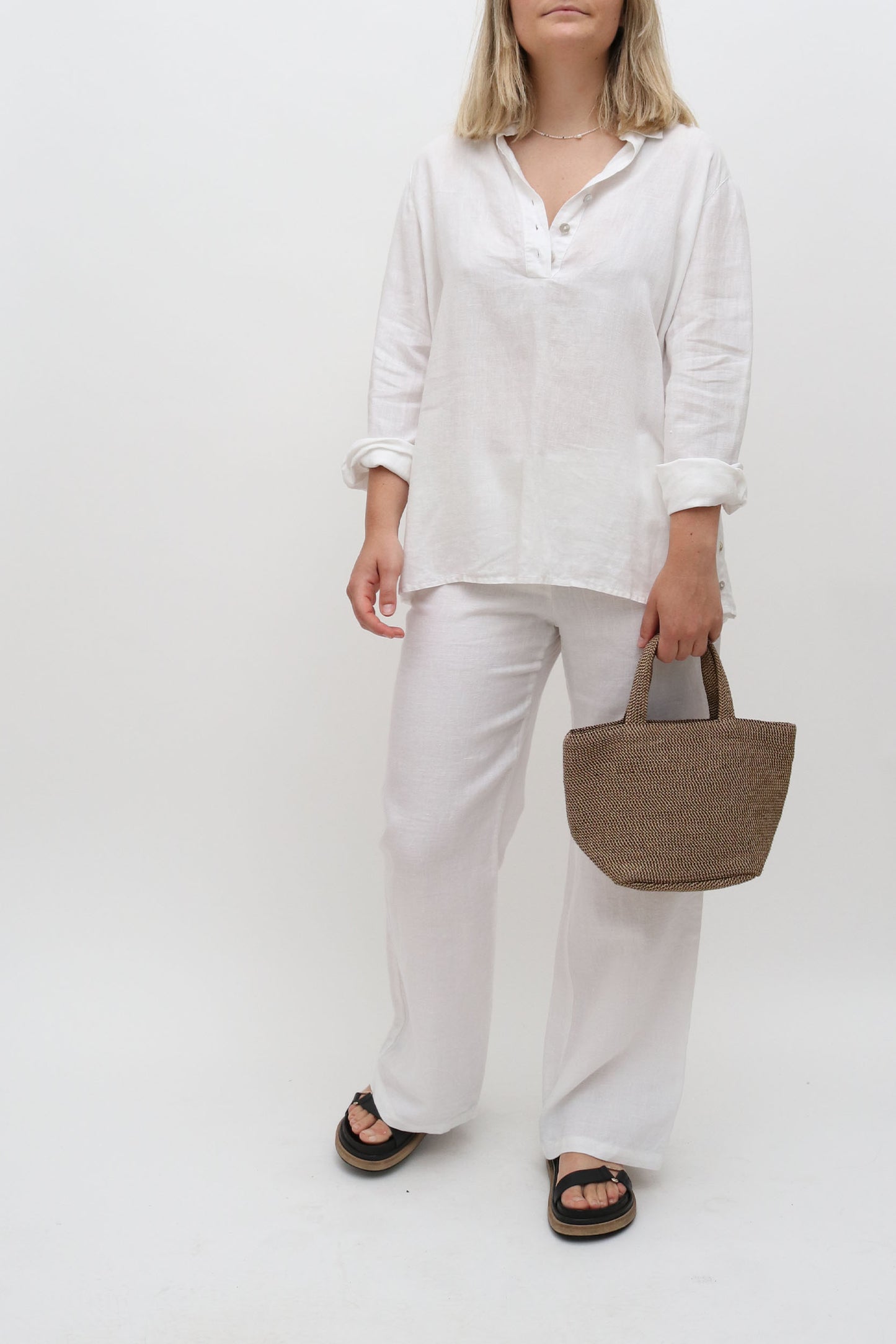 Vintage Linen Button Detail Blouse