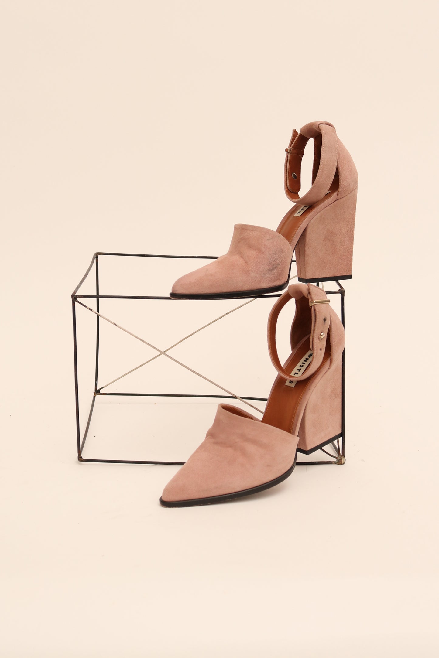 WHISTLES PINK ANKLE STRAP HEELS