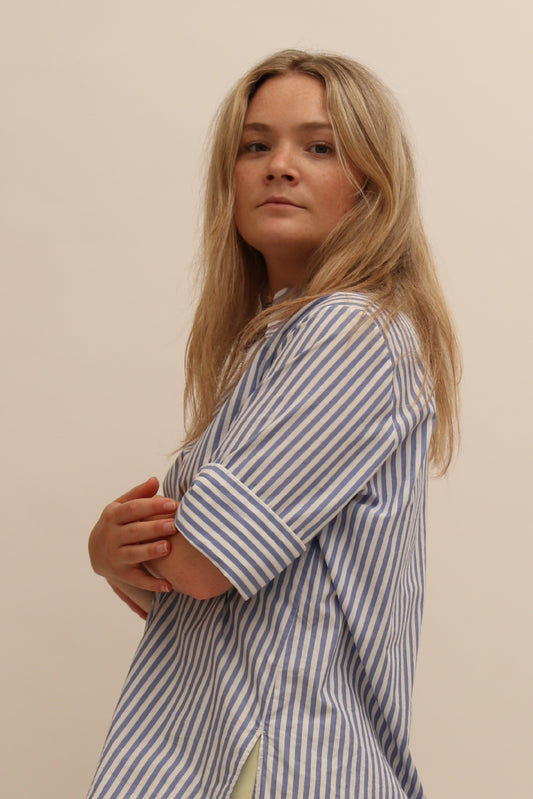 ARKET STRIPE HALF-ZIP SHIRT