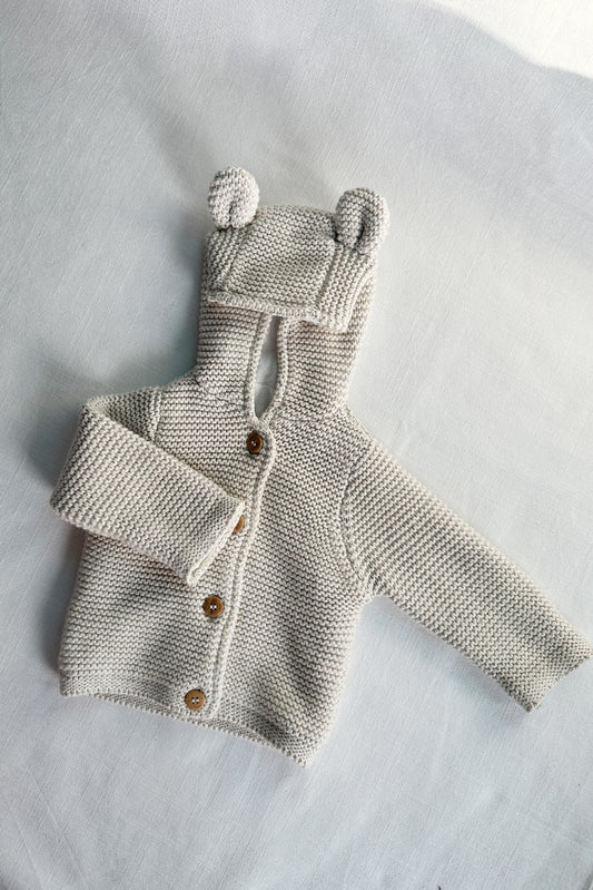 MINI: BEAR EARS LINED KNITTED HOODIE