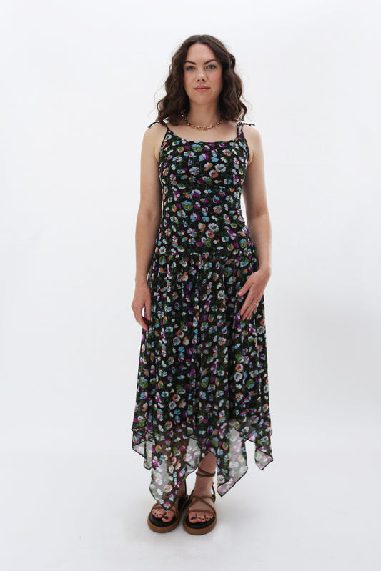 VINTAGE DROPPED WAIST FLORAL DRESS