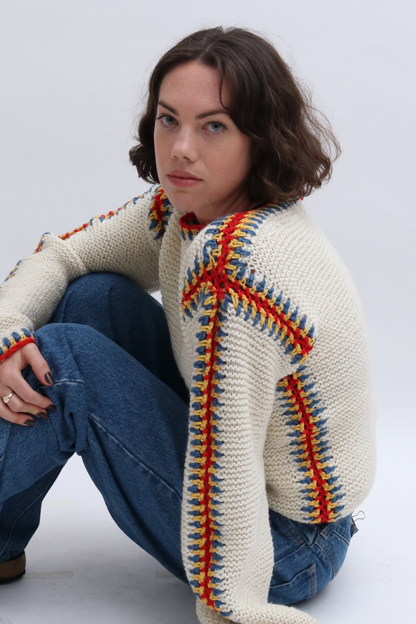 HAND KNITTED FLARE SLEEVE JUMPER