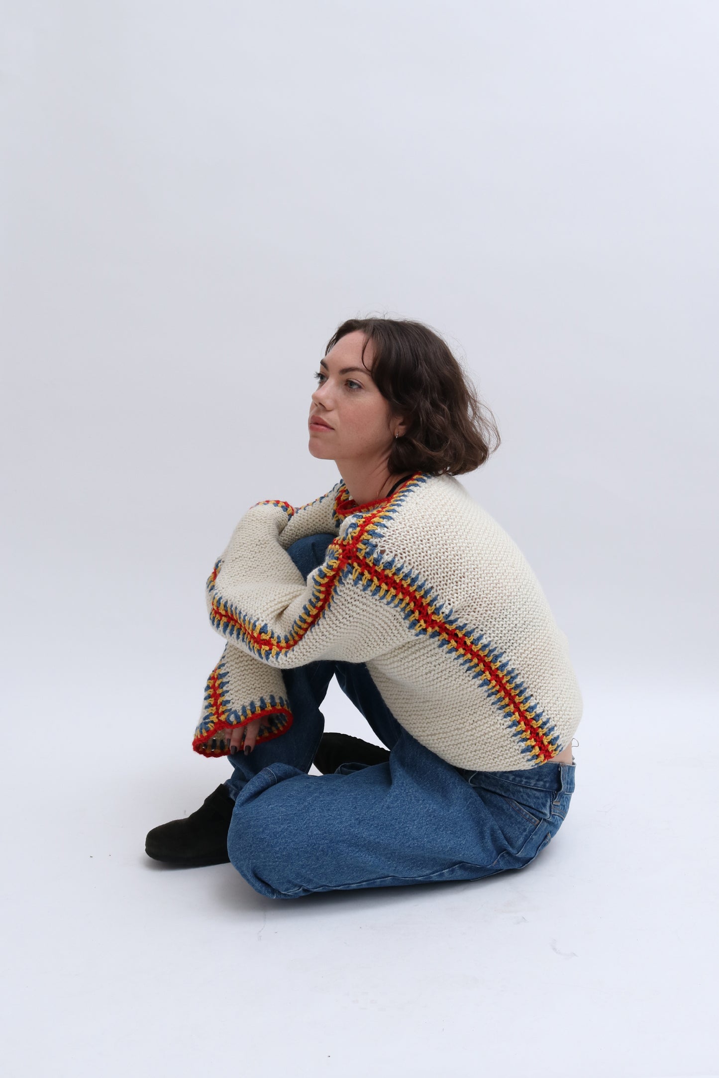 HAND KNITTED FLARE SLEEVE JUMPER