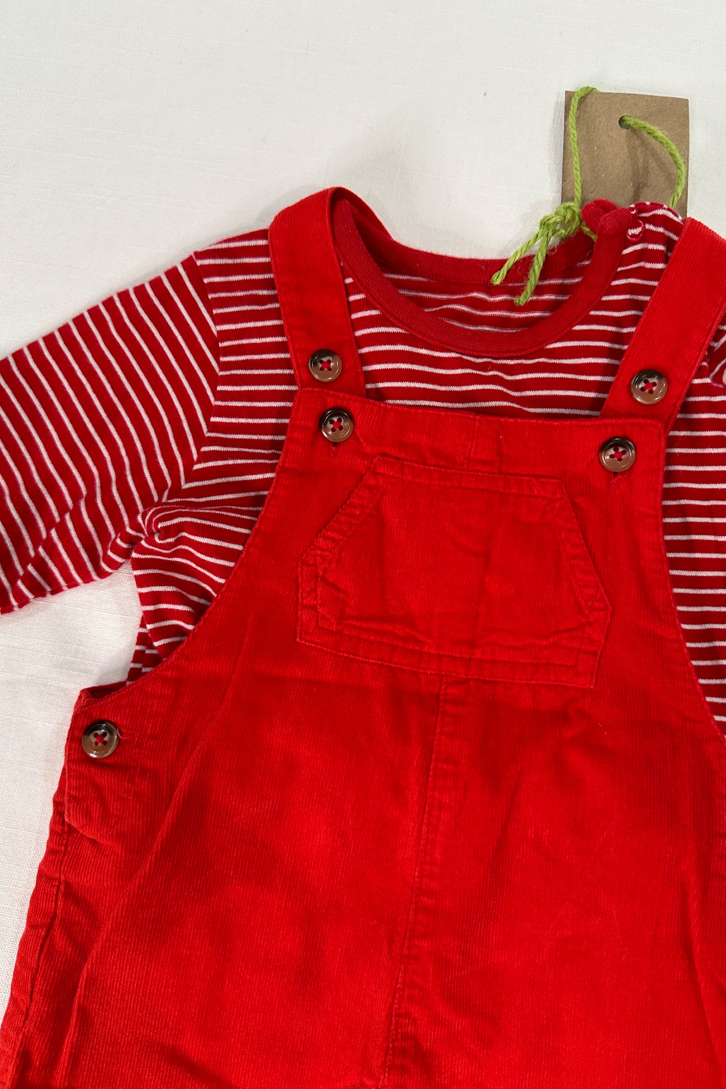 MINI: LINED FINE-CORD RED DUNGAREES