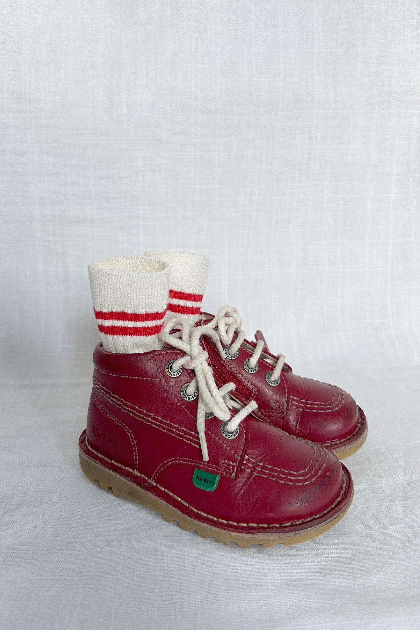 MINI: KICKERS UNISEX KICK HI ZIP LEATHER RED