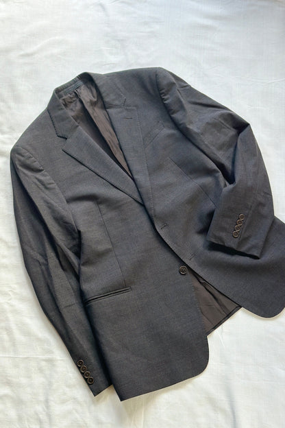 ARMANI COLLEZIONI SINGLE BREASTED CHARCOAL WOOL BLAZER