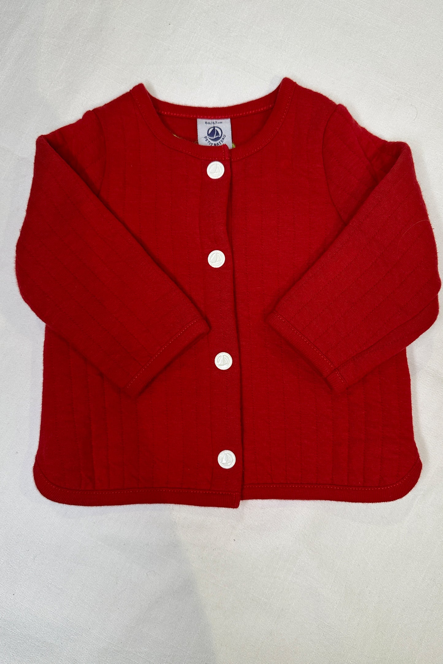 MINI: RED QUILTED COTTON JERSEY JACKET