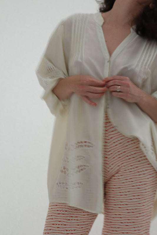 BRODERIE ANGLAISE SHEER SHIRT