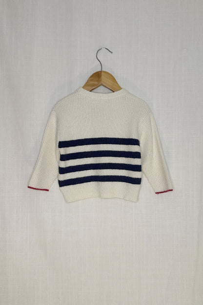 MINI: CONTRAST DETAIL STRIPED KNIT