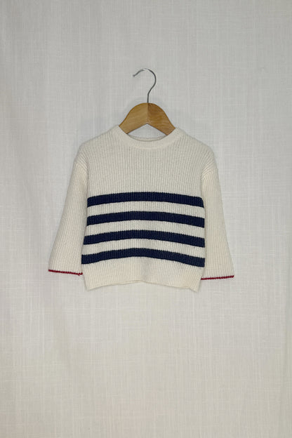 MINI: CONTRAST DETAIL STRIPED KNIT