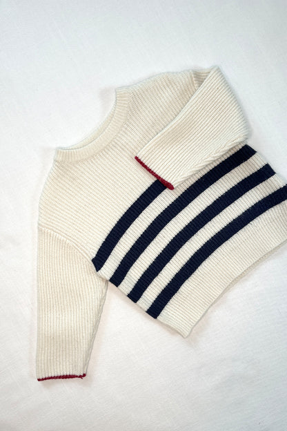 MINI: CONTRAST DETAIL STRIPED KNIT