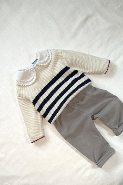 MINI: CONTRAST DETAIL STRIPED KNIT