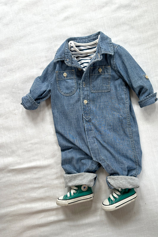 MINI: LONGSLEEVE FULLY LINED DENIM JUMPSUIT