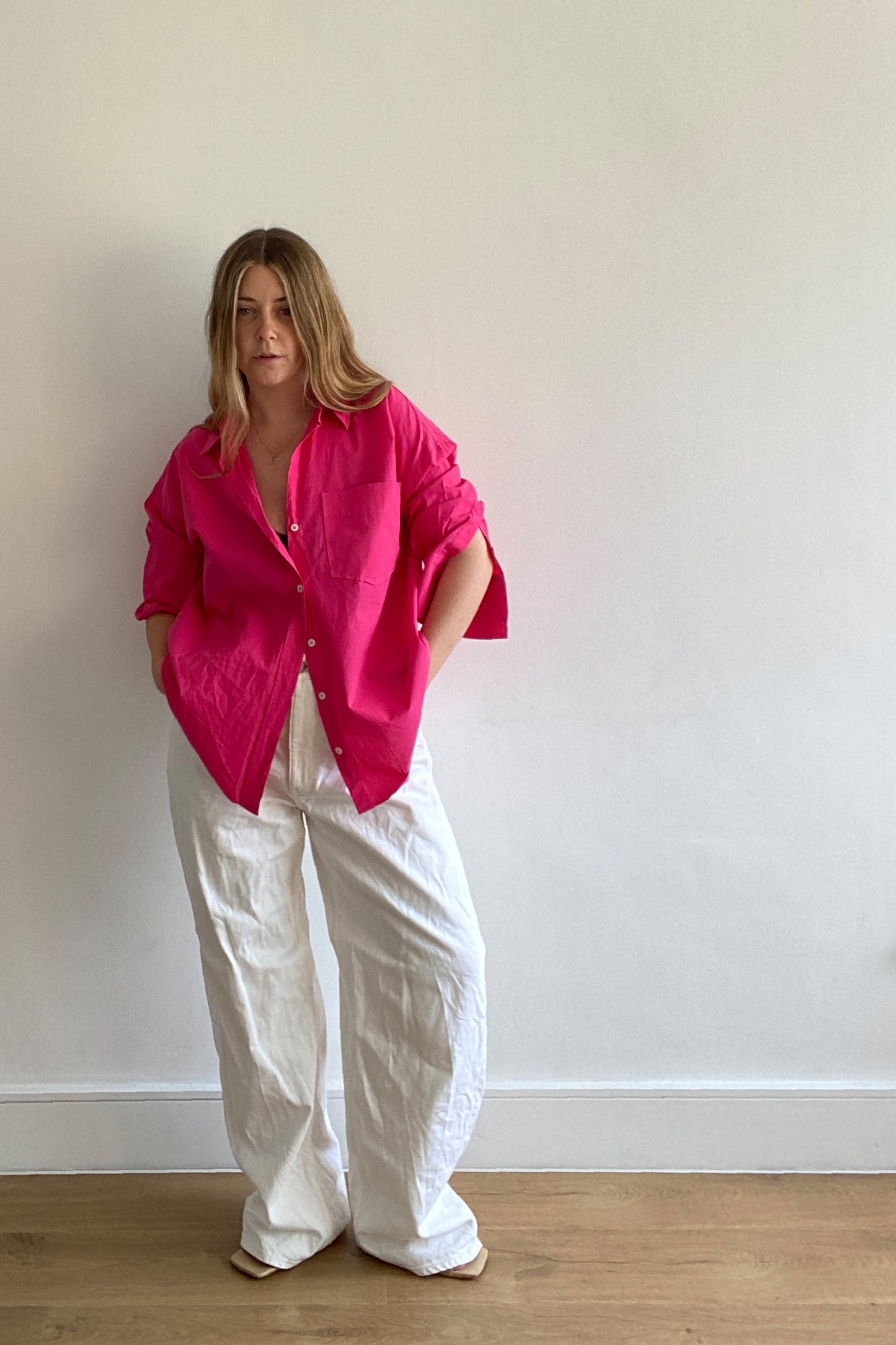 OVERSIZED VIBRANT PINK COTTON SHIRT