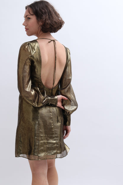 RENT: TIBI GOLD METALLIC MINI DRESS — from £35.25 per week