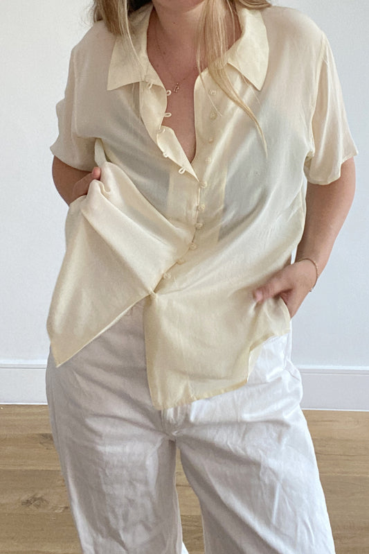 VINTAGE SILK BUTTON DETAIL SHIRT