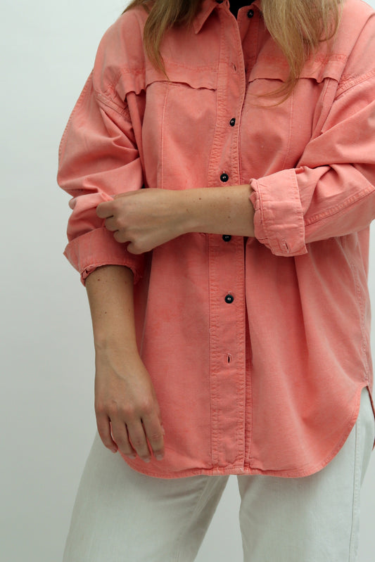 VINTAGE COTTON CORAL OVERSHIRT