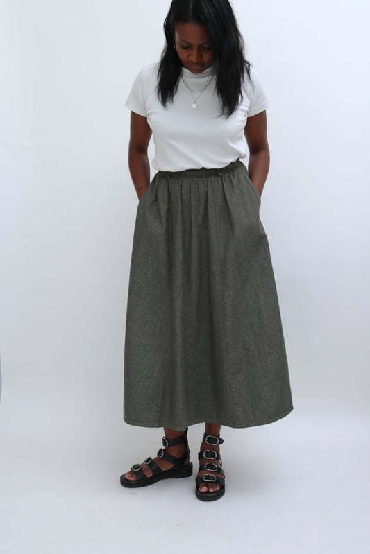 VINTAGE A-LINE MIDI SKIRT