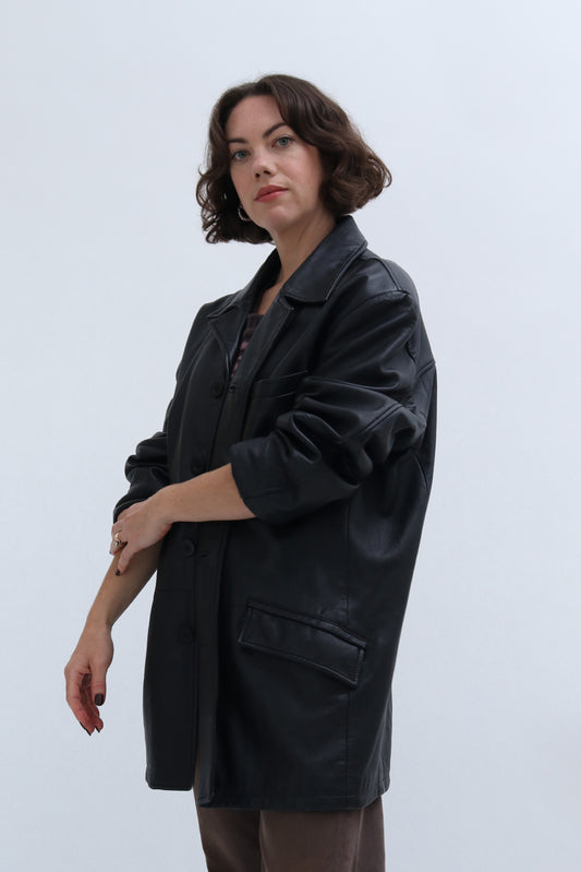VINTAGE LEATHER BLAZER JACKET