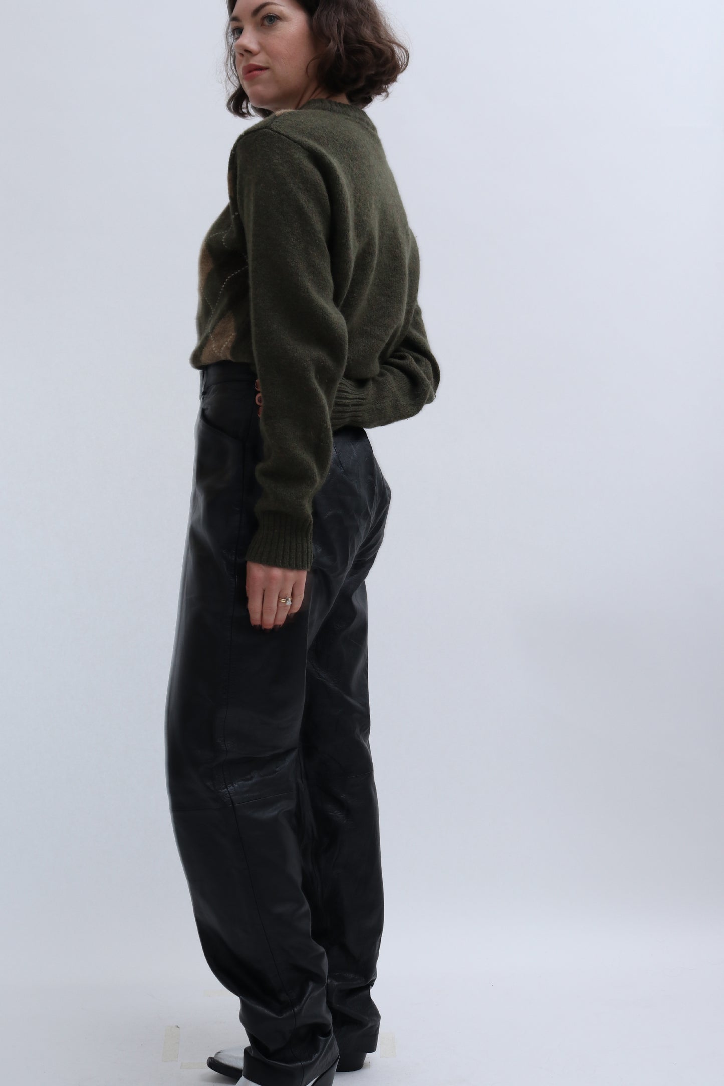 VINTAGE LEATHER TAPERED TROUSERS