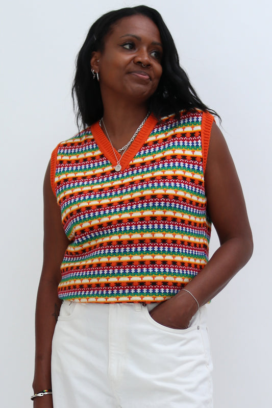 FAIR ISLE V-NECK SLEEVELESS VEST