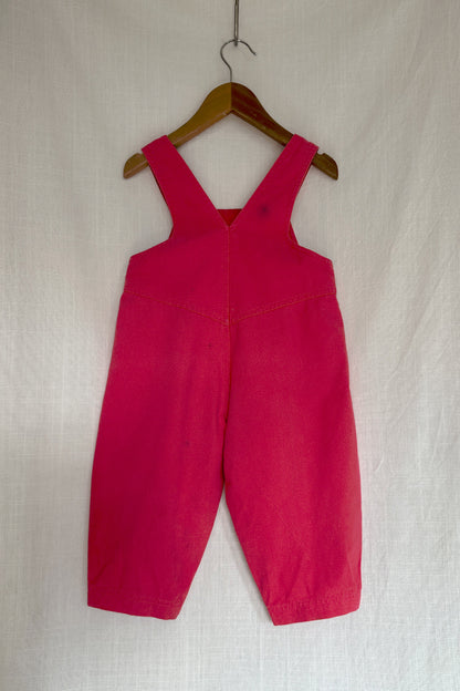 MINI: 90S VINTAGE PINK BUBBLE LEG DUNGAREES WITH HICKORY PATCH
