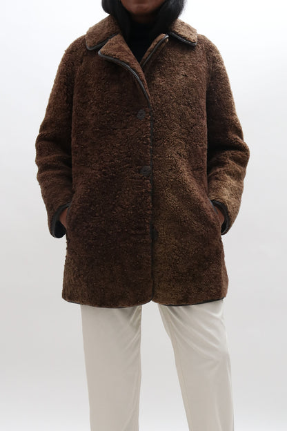 Vintage Brown Sheepskin Coat