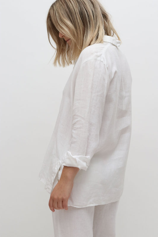 Vintage Linen Button Detail Blouse