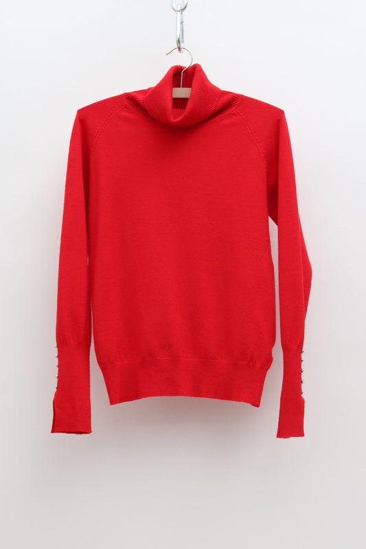 Red Turtleneck Knitted Sweater